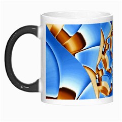 Gold Blue Bubbles Spiral Morph Mugs by designworld65