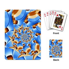 Gold Blue Bubbles Spiral Playing Card