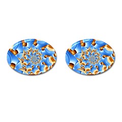 Gold Blue Bubbles Spiral Cufflinks (oval) by designworld65