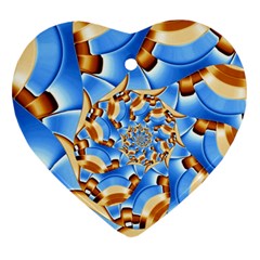 Gold Blue Bubbles Spiral Heart Ornament (two Sides)