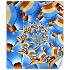 Gold Blue Bubbles Spiral Canvas 8  X 10  by designworld65