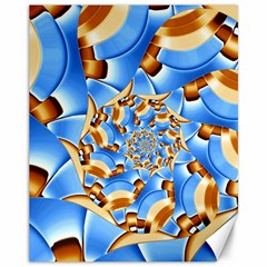 Gold Blue Bubbles Spiral Canvas 11  X 14   by designworld65