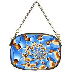 Gold Blue Bubbles Spiral Chain Purses (one Side)  by designworld65