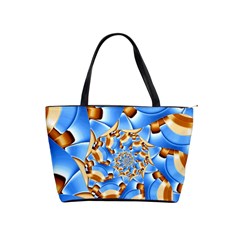 Gold Blue Bubbles Spiral Shoulder Handbags by designworld65