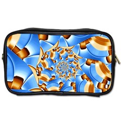 Gold Blue Bubbles Spiral Toiletries Bags by designworld65