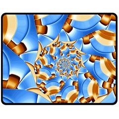 Gold Blue Bubbles Spiral Fleece Blanket (medium) 