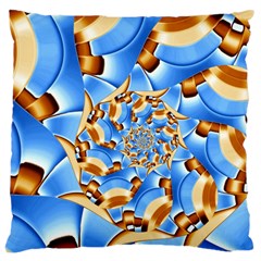 Gold Blue Bubbles Spiral Large Cushion Case (one Side) by designworld65