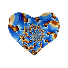 Gold Blue Bubbles Spiral Standard 16  Premium Heart Shape Cushions