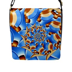 Gold Blue Bubbles Spiral Flap Messenger Bag (l)  by designworld65