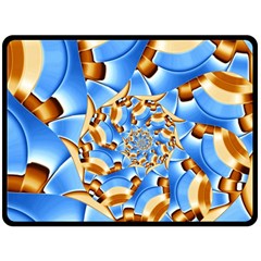 Gold Blue Bubbles Spiral Double Sided Fleece Blanket (large)  by designworld65