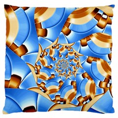 Gold Blue Bubbles Spiral Standard Flano Cushion Case (one Side) by designworld65