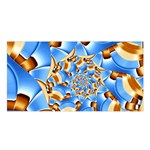 Gold Blue Bubbles Spiral Satin Shawl Front