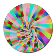 Irritation Funny Crazy Stripes Spiral Round Mousepads by designworld65