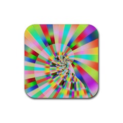 Irritation Funny Crazy Stripes Spiral Rubber Coaster (square)  by designworld65