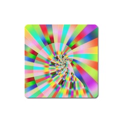 Irritation Funny Crazy Stripes Spiral Square Magnet by designworld65