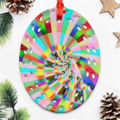 Irritation Funny Crazy Stripes Spiral Ornament (oval Filigree)