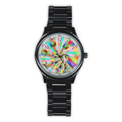 Irritation Funny Crazy Stripes Spiral Stainless Steel Round Watch