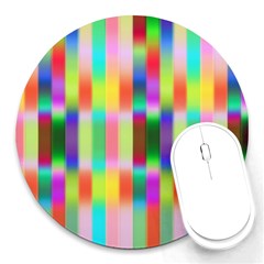 Multicolored Irritation Stripes Round Mousepads by designworld65