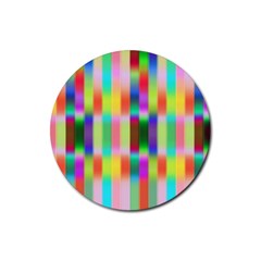 Multicolored Irritation Stripes Rubber Round Coaster (4 Pack) 