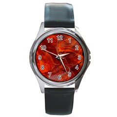 Swirly Love In Deep Red Round Metal Watch by designworld65