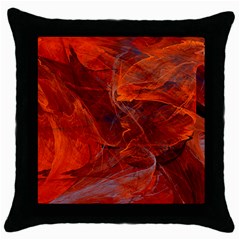 Swirly Love In Deep Red Throw Pillow Case (black) by designworld65