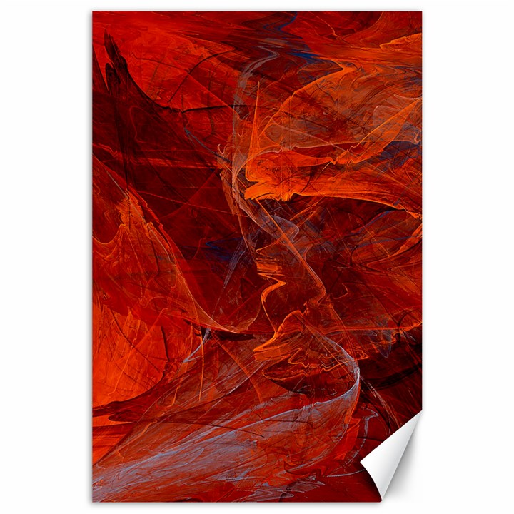 Swirly Love In Deep Red Canvas 24  x 36 