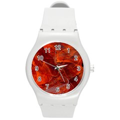 Swirly Love In Deep Red Round Plastic Sport Watch (m) by designworld65