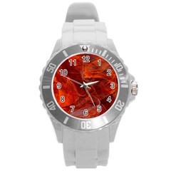 Swirly Love In Deep Red Round Plastic Sport Watch (l) by designworld65