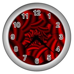 Metallic Red Rose Wall Clocks (silver)  by designworld65