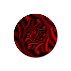 Metallic Red Rose Rubber Coaster (round)  by designworld65