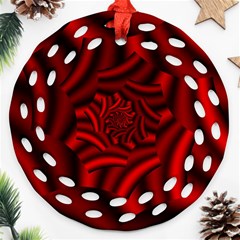 Metallic Red Rose Round Filigree Ornament (two Sides)