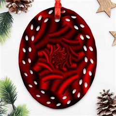 Metallic Red Rose Oval Filigree Ornament (two Sides)