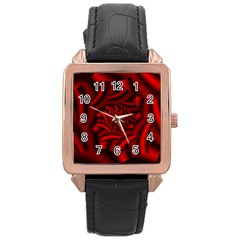 Metallic Red Rose Rose Gold Leather Watch  by designworld65