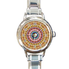 Peaceful Mandala Round Italian Charm Watch by designworld65