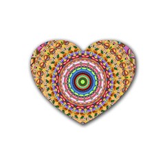 Peaceful Mandala Rubber Coaster (heart)  by designworld65