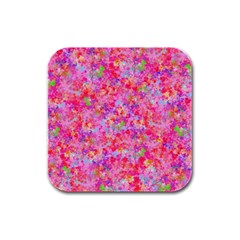 The Big Pink Party Rubber Square Coaster (4 Pack)  by designworld65