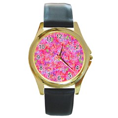 The Big Pink Party Round Gold Metal Watch