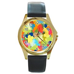 Summer Feeling Splash Round Gold Metal Watch by designworld65