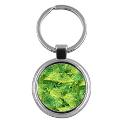 Green Springtime Leafs Key Chains (round)  by designworld65