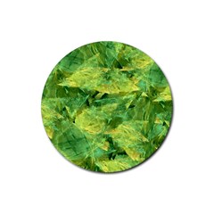 Green Springtime Leafs Rubber Coaster (round) 