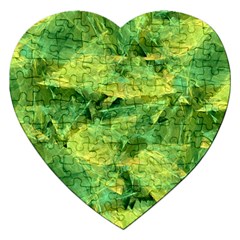 Green Springtime Leafs Jigsaw Puzzle (heart) by designworld65