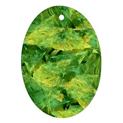 Green Springtime Leafs Oval Ornament (two Sides) by designworld65