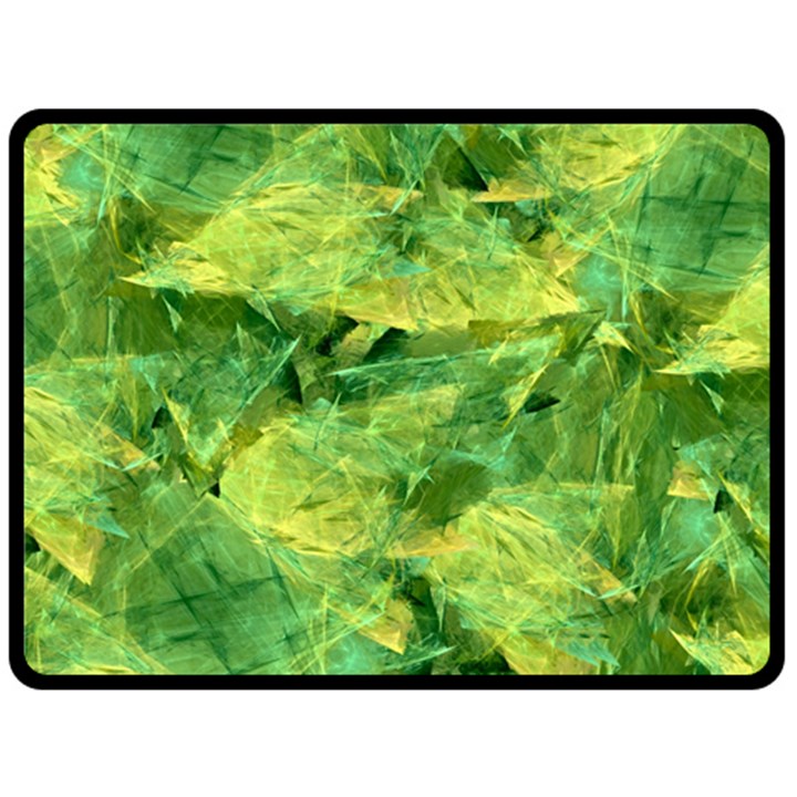 Green Springtime Leafs Fleece Blanket (Large) 