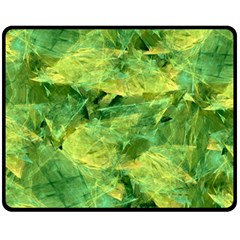 Green Springtime Leafs Fleece Blanket (medium)  by designworld65