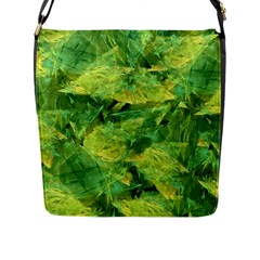 Green Springtime Leafs Flap Messenger Bag (l) 