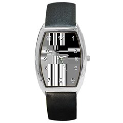 Black And White Endless Window Barrel Style Metal Watch