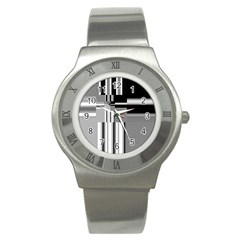 Black And White Endless Window Stainless Steel Watch