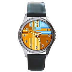 Endless Window Blue Gold Round Metal Watch