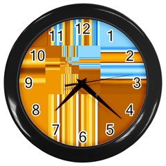 Endless Window Blue Gold Wall Clocks (black) by designworld65