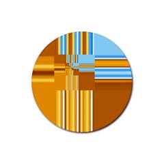 Endless Window Blue Gold Rubber Round Coaster (4 Pack)  by designworld65